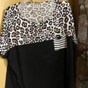 Black and Animal Print Fashion Top